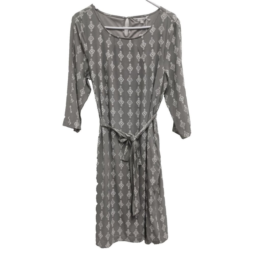De Collection Womens Shifting Sand‎ Dress Large Gray Garden Crest Midi Cottage